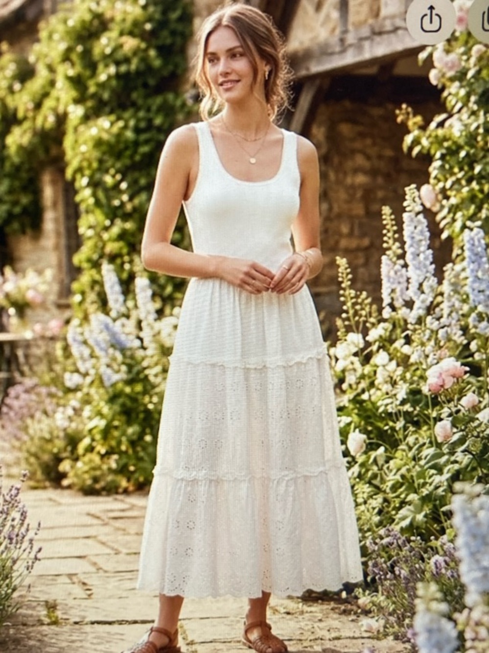 Tuckernuck White Casey Mixed Media Eyelet Maxi Dress S649
